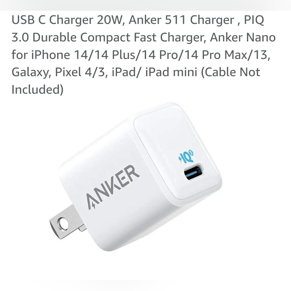 Anker USB C Charger 20W, Anker 511 Charger, PIQ 3.0 Durable Compact Fast Charger